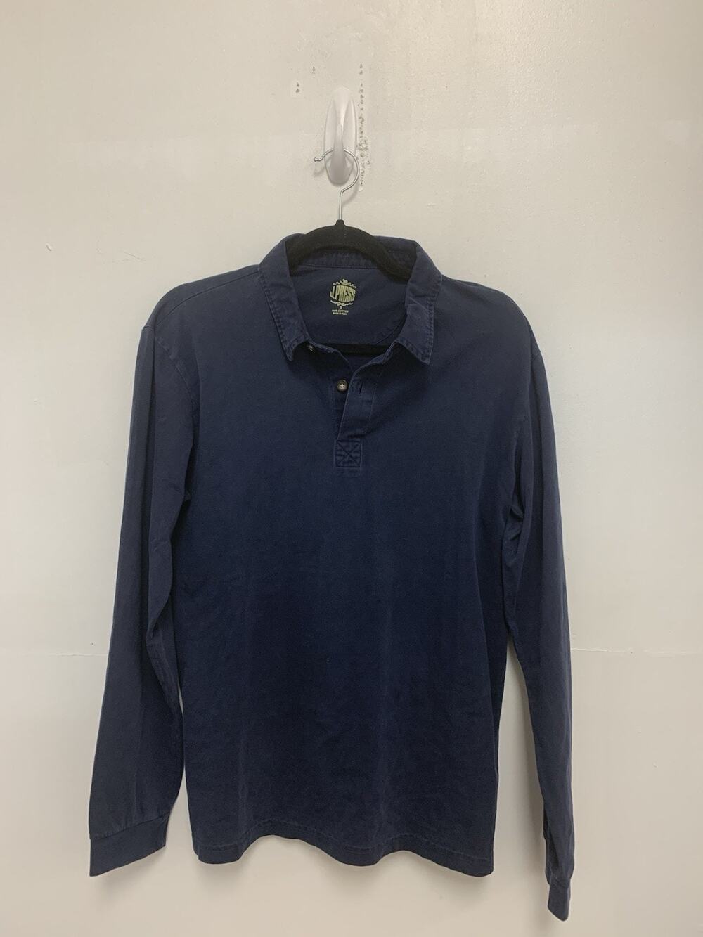 J. Press Men's Polo Long Sleeve Shirt Navy Blue Size Small